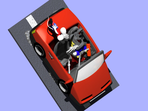 Leopold the cat car with mice for 3D printing STL 3D Model