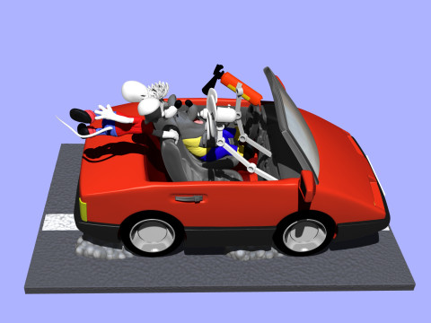 Leopold the cat car with mice for 3D printing STL 3D Model