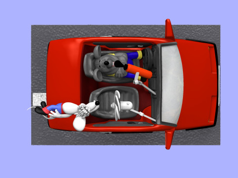 Leopold the cat car with mice for 3D printing STL 3D Model