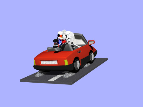 Leopold the cat car with mice for 3D printing STL 3D Model