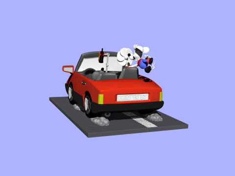 Leopold the cat car with mice for 3D printing STL 3D Model