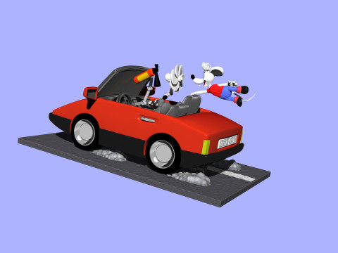 Leopold the cat car with mice for 3D printing STL 3D Model