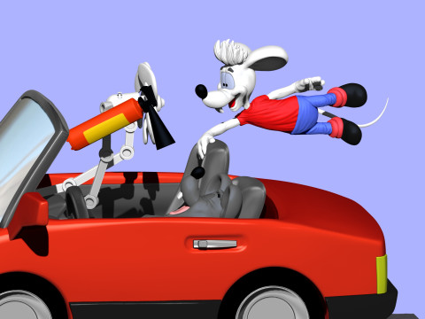 Leopold the cat car with mice for 3D printing STL 3D Model