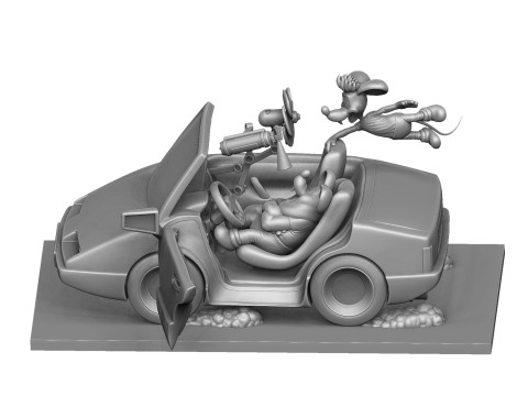 Leopold the cat car with mice for 3D printing STL 3D Model