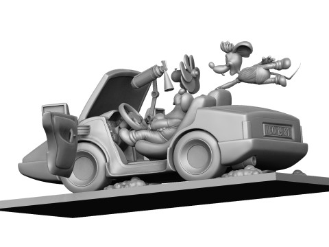 Leopold the cat car with mice for 3D printing STL 3D Model