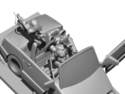 Leopold the cat car with mice for 3D printing STL 3D Model
