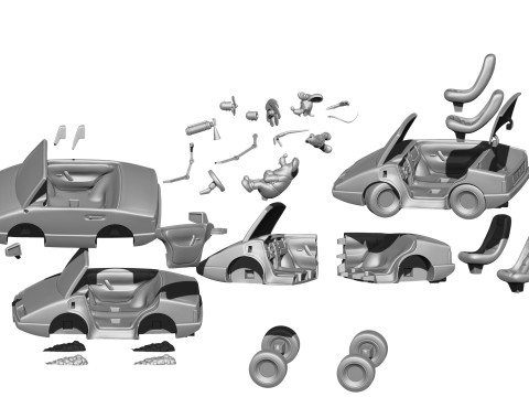 Leopold the cat car with mice for 3D printing STL 3D Model