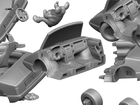 Leopold the cat car with mice for 3D printing STL 3D Model