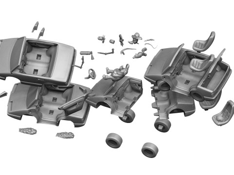 Leopold the cat car with mice for 3D printing STL 3D Model