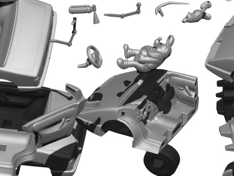 Leopold the cat car with mice for 3D printing STL 3D Model