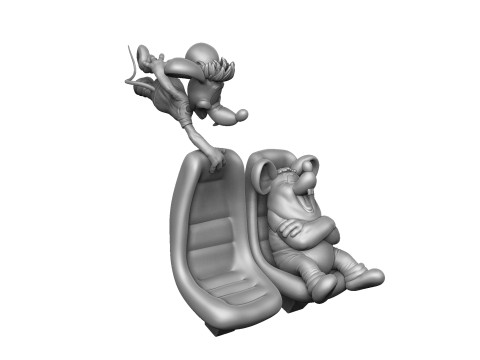Leopold the cat car with mice for 3D printing STL 3D Model