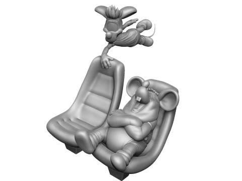 Leopold the cat car with mice for 3D printing STL 3D Model