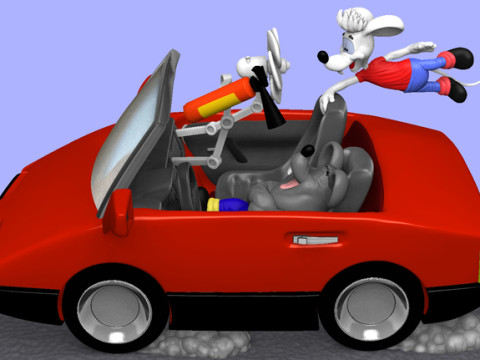 Leopold the cat car with mice for 3D printing STL 3D Model