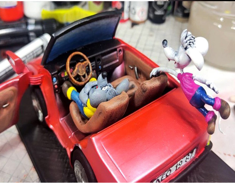 Leopold the cat car with mice for 3D printing STL 3D Model .c4d .max .obj .3ds .fbx .stl .blend