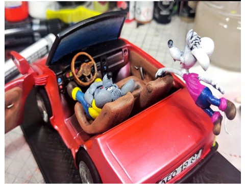 Leopold the cat car with mice for 3D printing STL 3D Модель