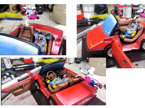 Leopold the cat car with mice for 3D printing STL 3D Model