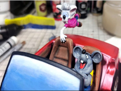 Leopold the cat car with mice for 3D printing STL 3D Model