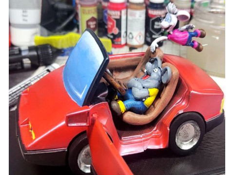 Leopold the cat car with mice for 3D printing STL 3D Model