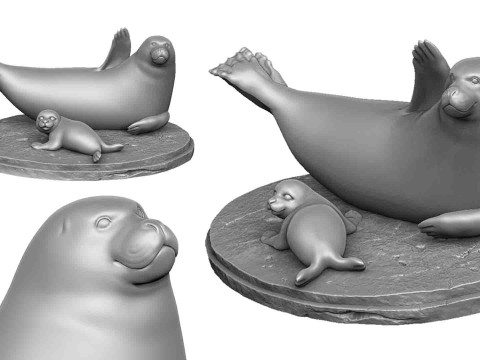 Larga - spotted seal for 3D printing Modelo de Impressão 3D