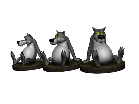 Lobo do desenho animado Era uma vez um cachorro Modelo 3D