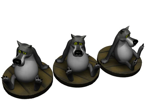 Lobo do desenho animado Era uma vez um cachorro Modelo 3D