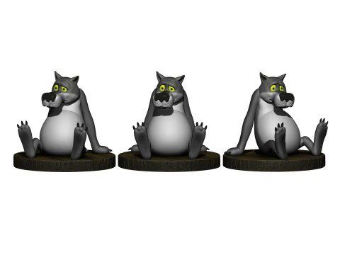 Lobo do desenho animado Era uma vez um cachorro Modelo 3D