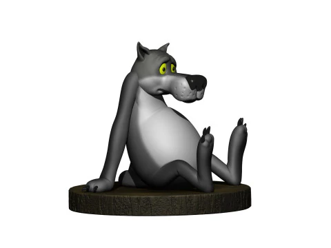 Lobo do desenho animado Era uma vez um cachorro Modelo 3D
