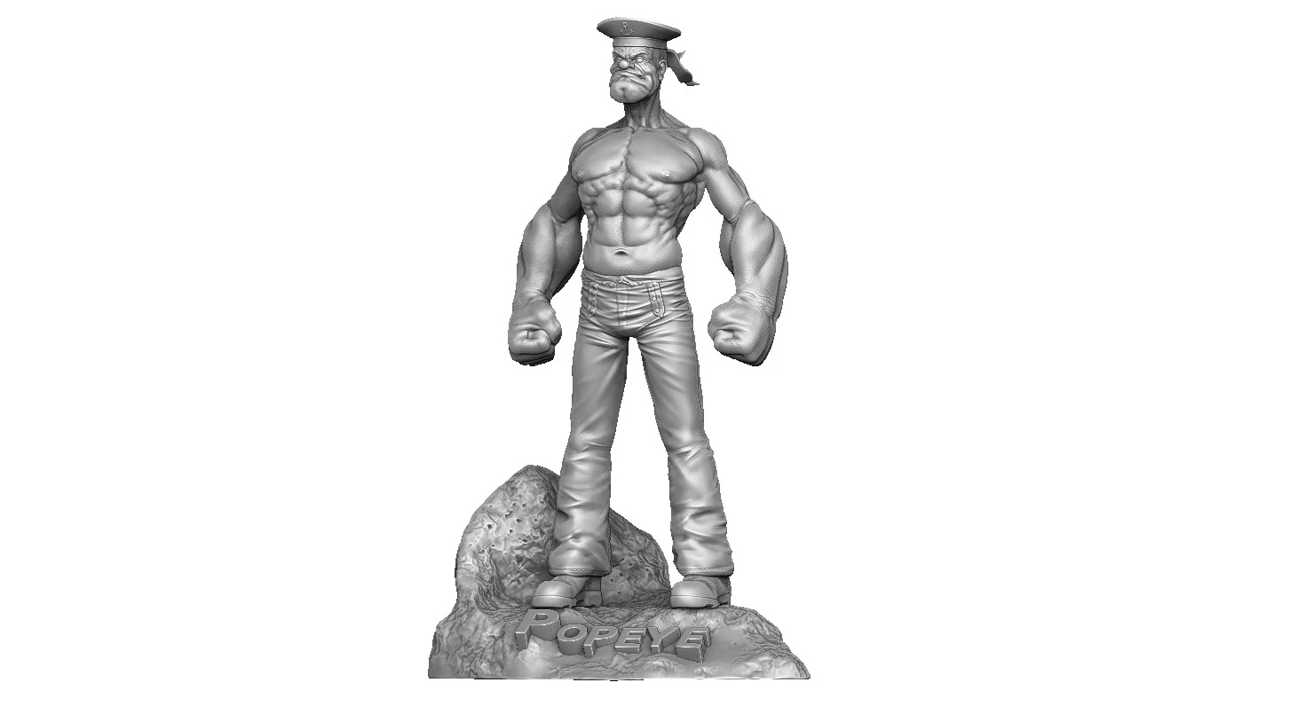 Popeye the Sailor in a cap for 3d print STL 3D Print Model .c4d .max .obj .3ds .fbx .stl .blend 