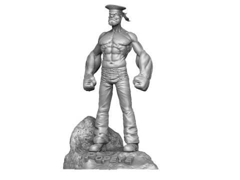 Моряк Попай в кепке для 3д печати STL 3D Принт Модель