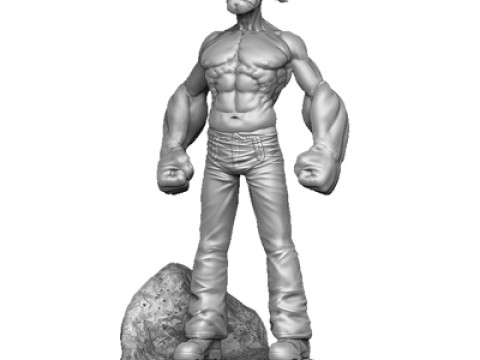 Popeye the Sailor in a cap for 3d print STL Model Cetak 3D