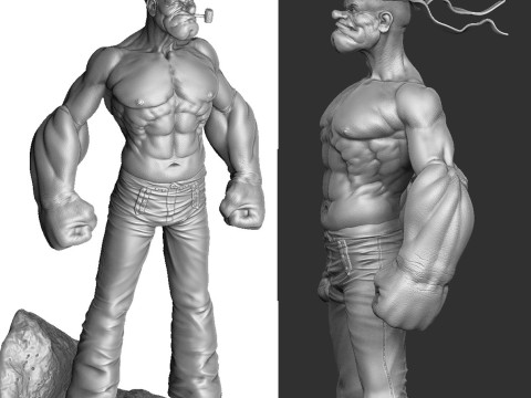 Popeye the Sailor 2 cap options for 3d print STL Modello di stampa 3D