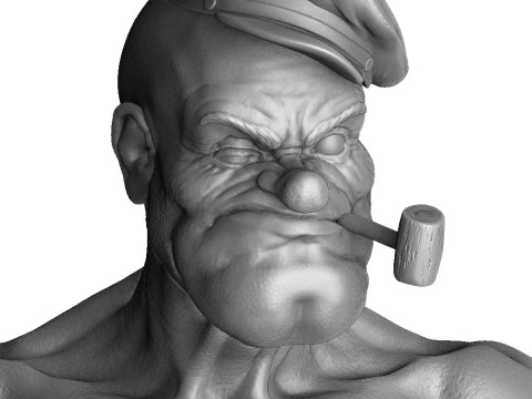 Popeye the Sailor 2 cap options for 3d print STL 3D Print Model
