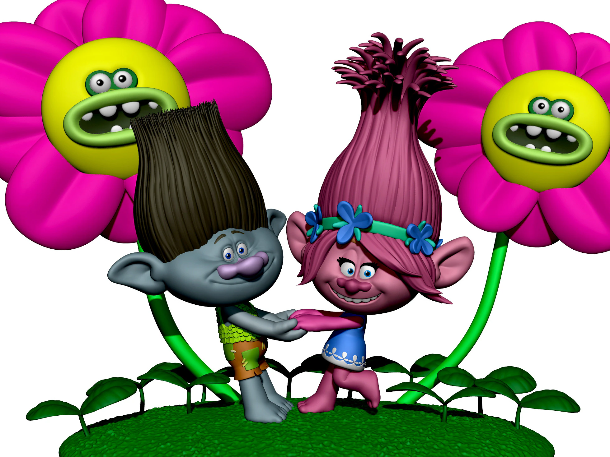 Trolls Princess Poppy and Branch for 3D printing 3D Print Model .c4d .max .obj .3ds .fbx .stl .blend 