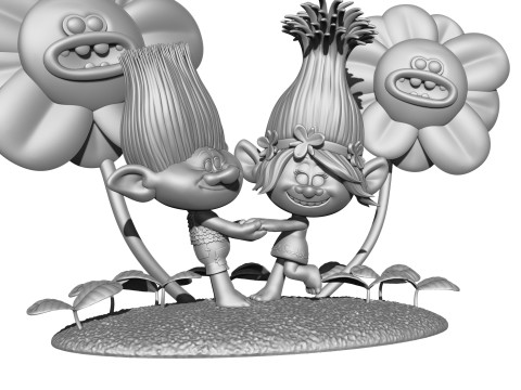 Trolls Princess Poppy and Branch for 3D printing 3D 프린트 모델