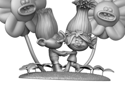 Trolls Princess Poppy and Branch for 3D printing 3D Print Model