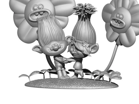 Trolls Princess Poppy and Branch for 3D printing 3D Print Model