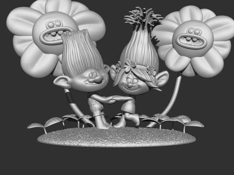 Trolls Princess Poppy and Branch for 3D printing 3D Print Model