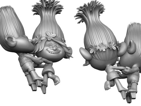 Trolls Princess Poppy and Branch for 3D printing 3D 프린트 모델
