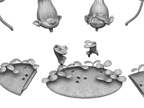 Trolls Princess Poppy and Branch for 3D printing 3D Print Model