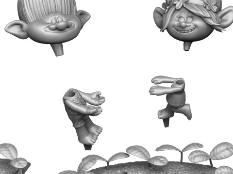 Trolls Princess Poppy and Branch for 3D printing 3D 프린트 모델