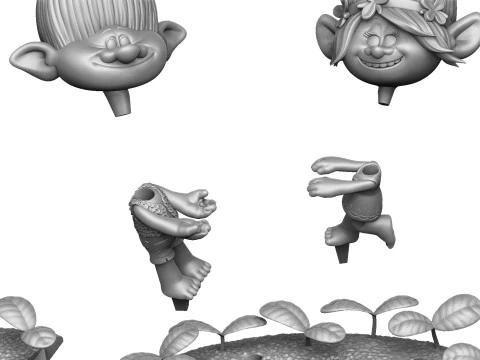 Trolls Princess Poppy and Branch for 3D printing 3D Print Model