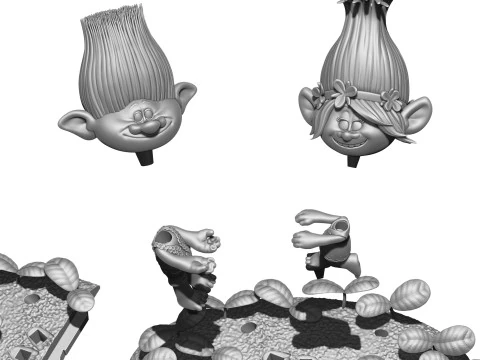 Trolls Princess Poppy and Branch for 3D printing 3D Print Model
