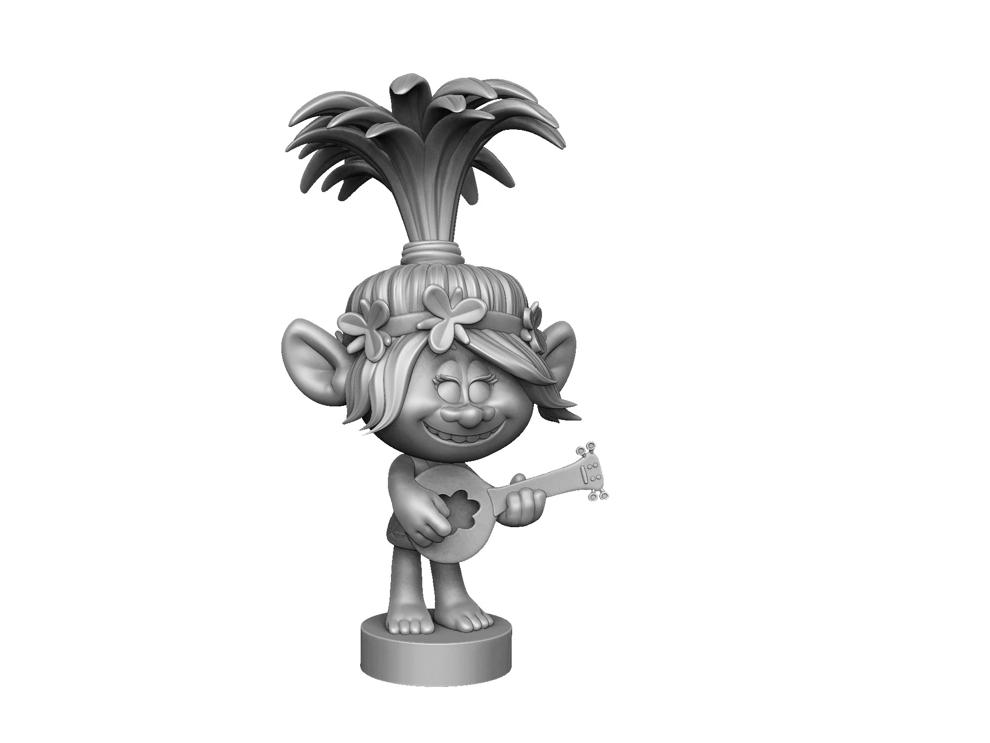 Troll Princess Poppy with guitar for 3D printing STL 3D Model .c4d .max .obj .3ds .fbx .stl .blend