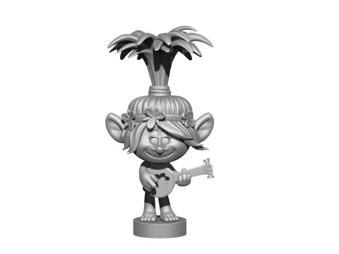 Troll Princess Poppy with guitar for 3D printing STL 3D Model