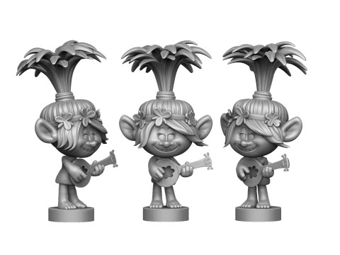 Troll Princess Poppy with guitar for 3D printing STL 3Dモデル