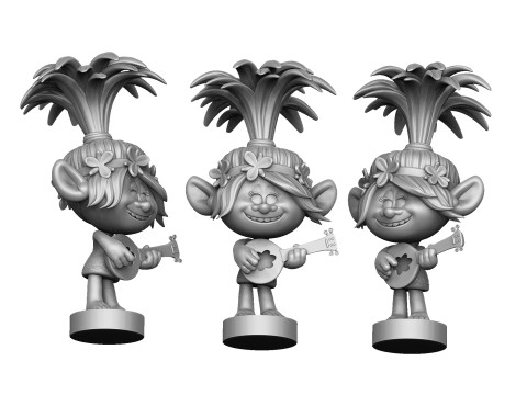 Troll Princess Poppy with guitar for 3D printing STL 3Dモデル