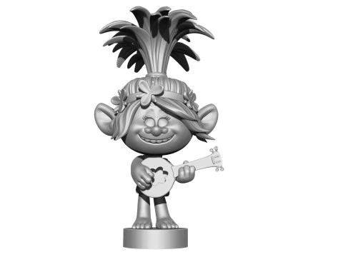 Troll Princess Poppy with guitar for 3D printing STL 3D Model
