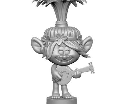 Troll Princess Poppy with guitar for 3D printing STL 3D Model