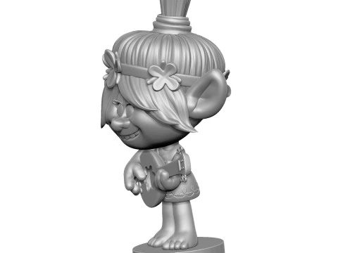 Troll Princess Poppy with guitar for 3D printing STL 3D Model