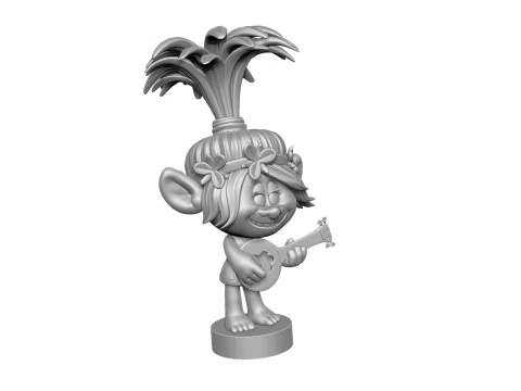 Troll Princess Poppy with guitar for 3D printing STL 3D Model
